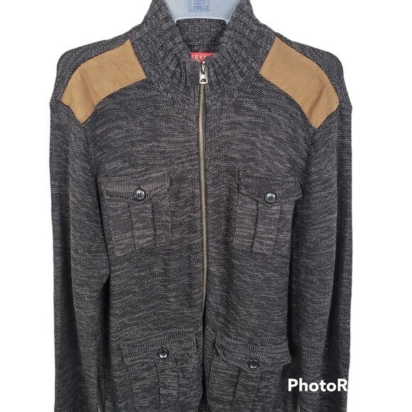 Guess Mens Full Zip 4 Pocket Sweater/Jacket Size Large - Picture 2 of 6